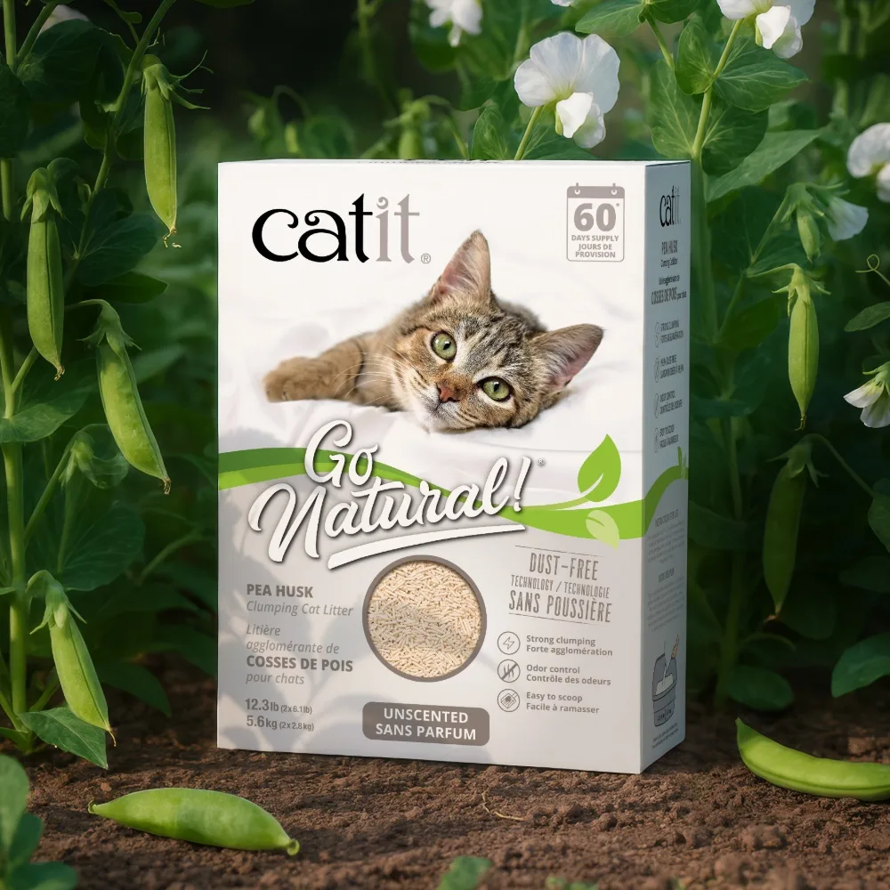 CATIT GO NATURAL PEA HUSK CLUMPING UNSCENTED 5.6KG (2X2.8KG)